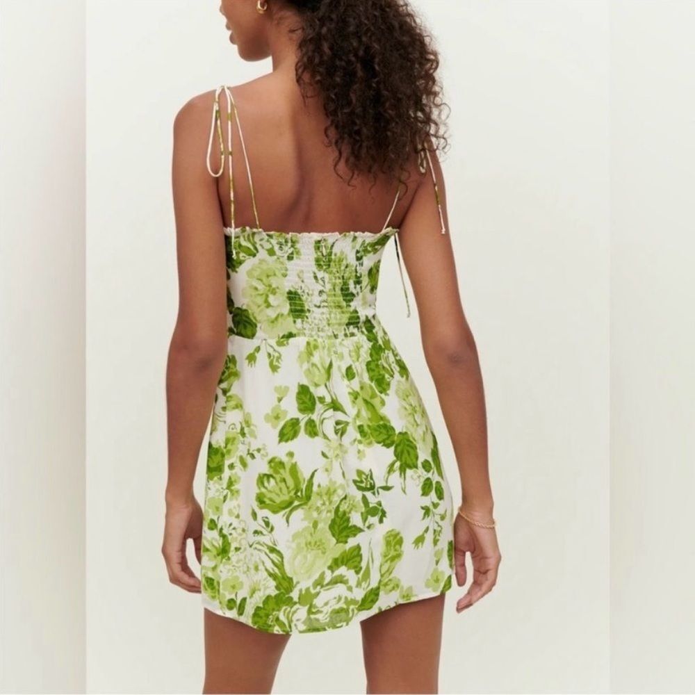 Reformation Louelle Dress Rialto White & Green Floral NWT Summer Dress Size 12 - Picture 3 of 8